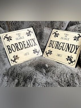 3/$15 Vintage French Inspired Wine Bar Plaques Burgundy Bordeaux Wall Art Set
